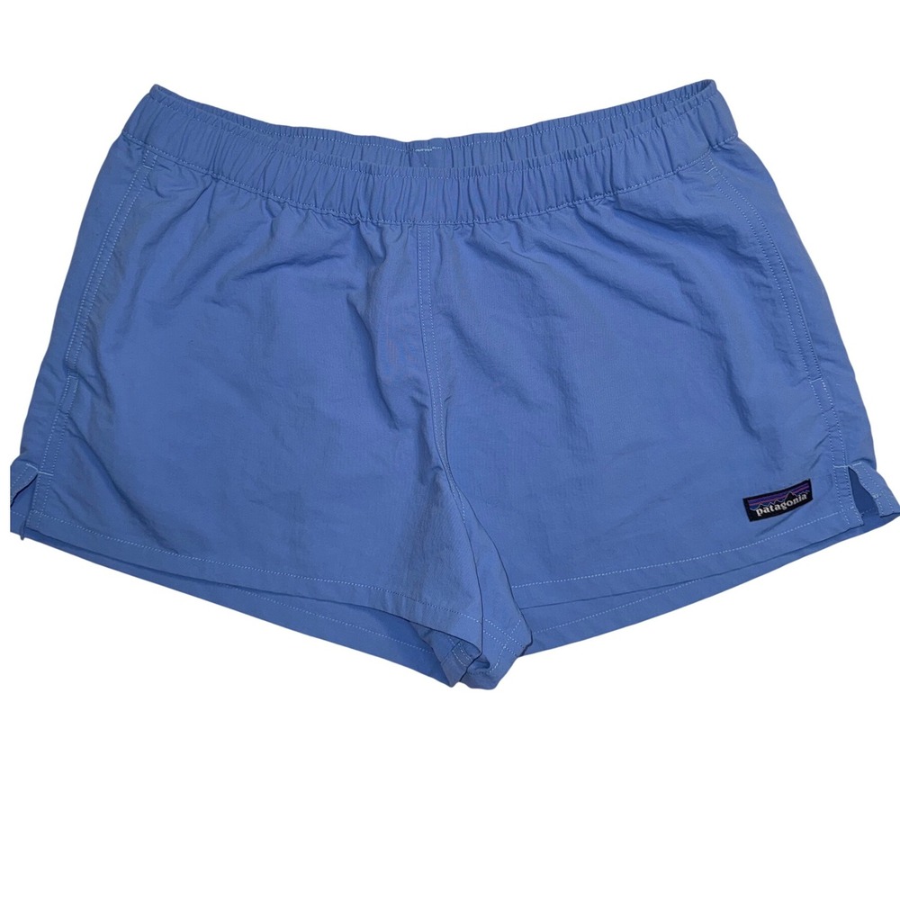 Patagonia Womens Baggies Shorts Blue Recycled Nylon Elastic Waist Medium